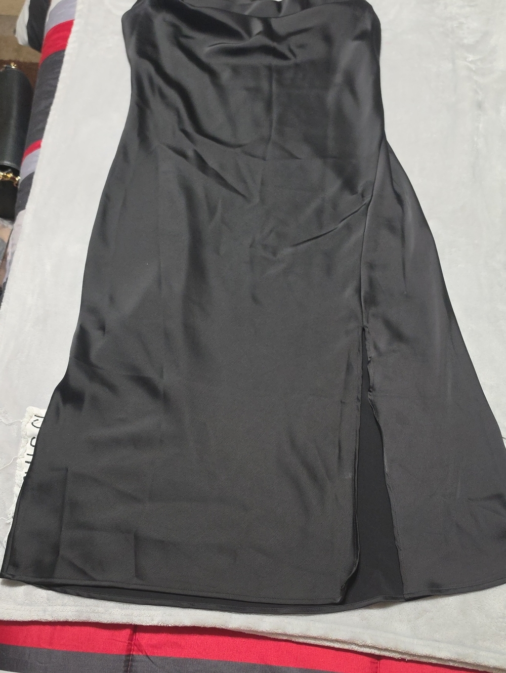 Banana Republic Black Satin Strapless Midi Dress
